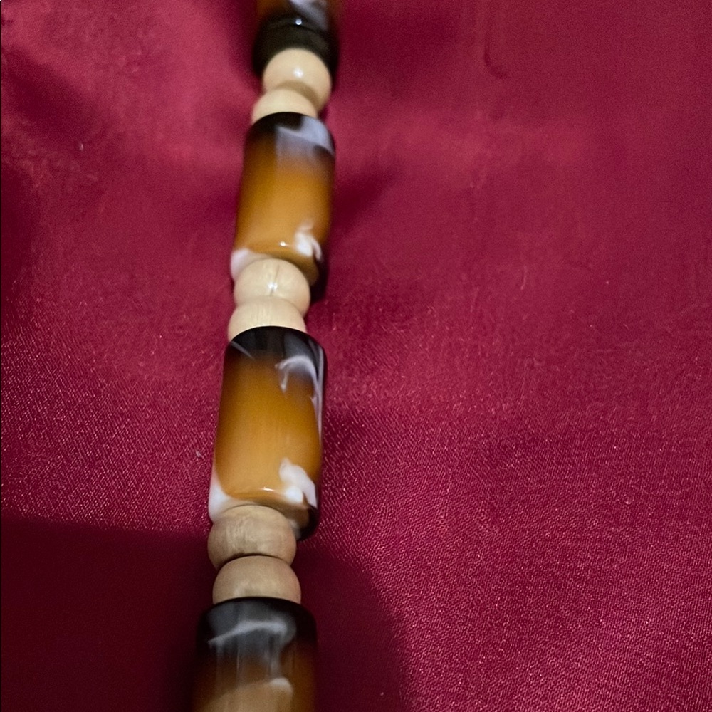 Hand Crafted Brown and Cream Necklace with Organic Beads - Picture 3 of 4